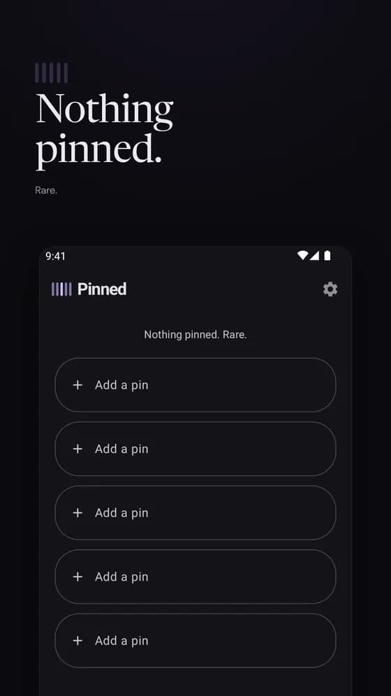 Five empty slots on a dark screen